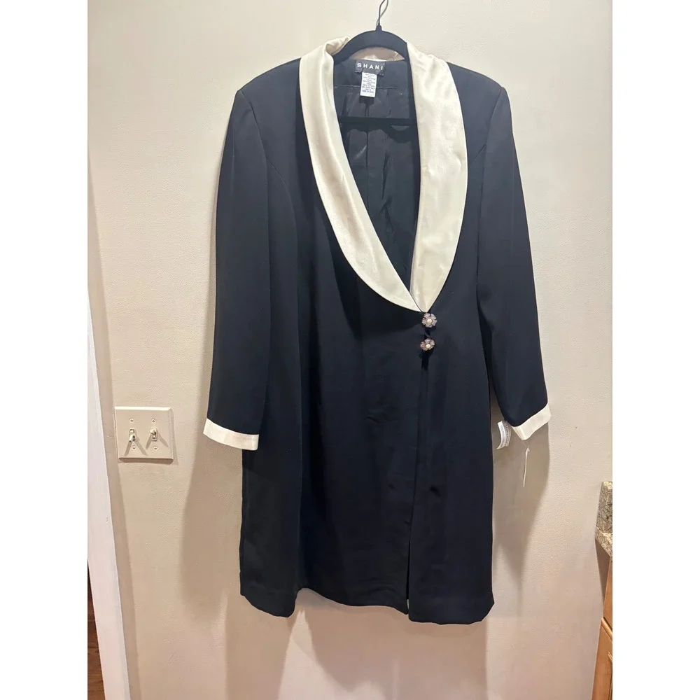 NWT Shani Blazer Dress Ivory Trim Rhinestone Buttons Size 18 Career Cocktail VTG